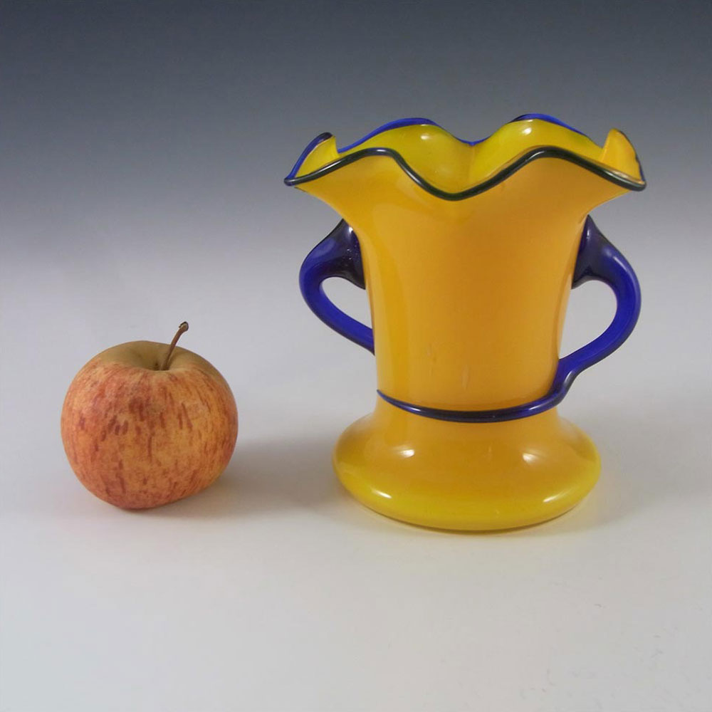 (image for) Czech 1930's/40's Yellow & Blue Glass Tango Vase - Click Image to Close