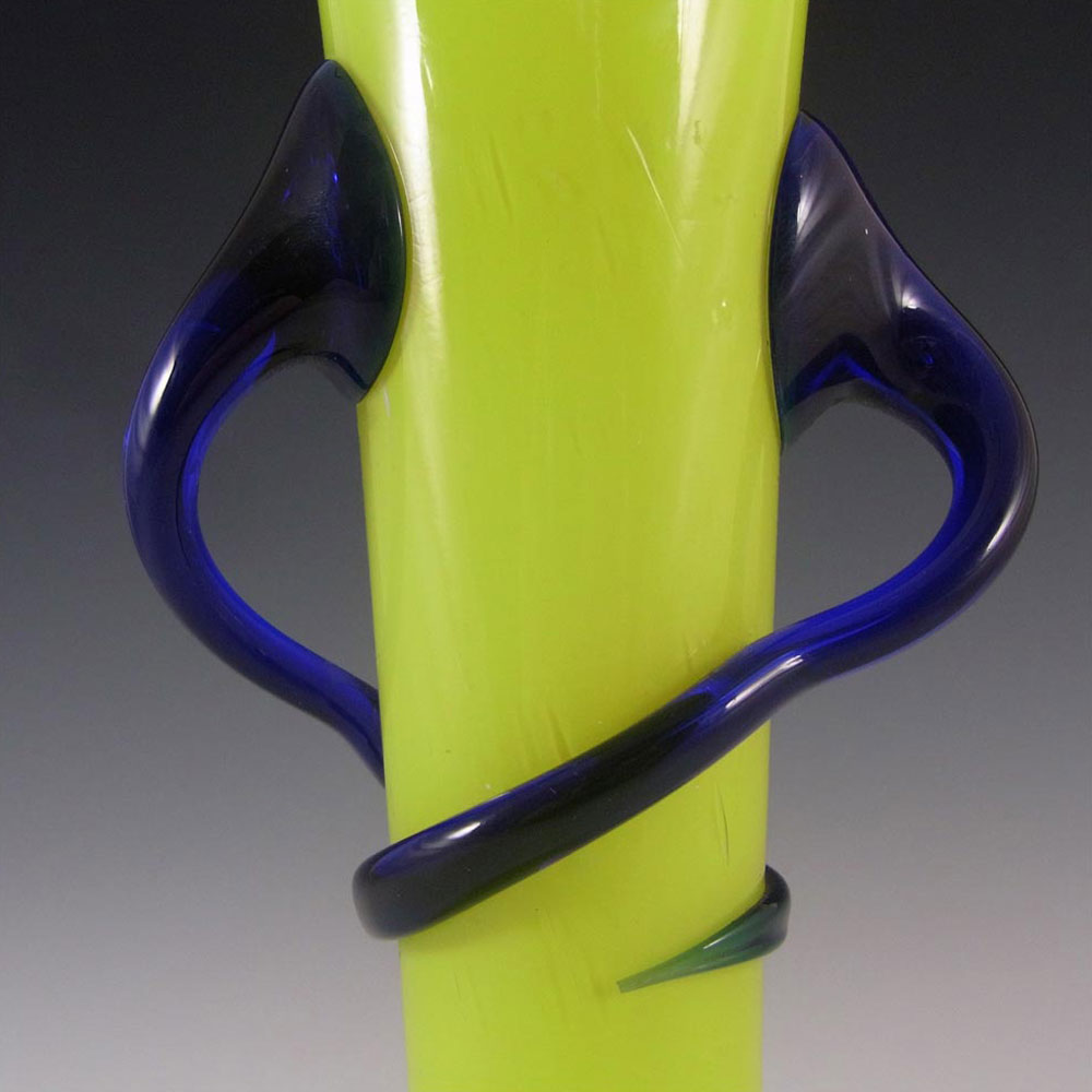 (image for) Welz Czech Art Deco 9.5" Yellow & Blue Glass Tango Vase - Click Image to Close