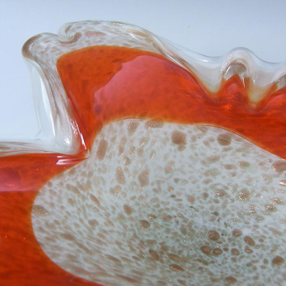 (image for) Fratelli Toso Murano Copper Aventurine Orange Glass Bowl - Click Image to Close