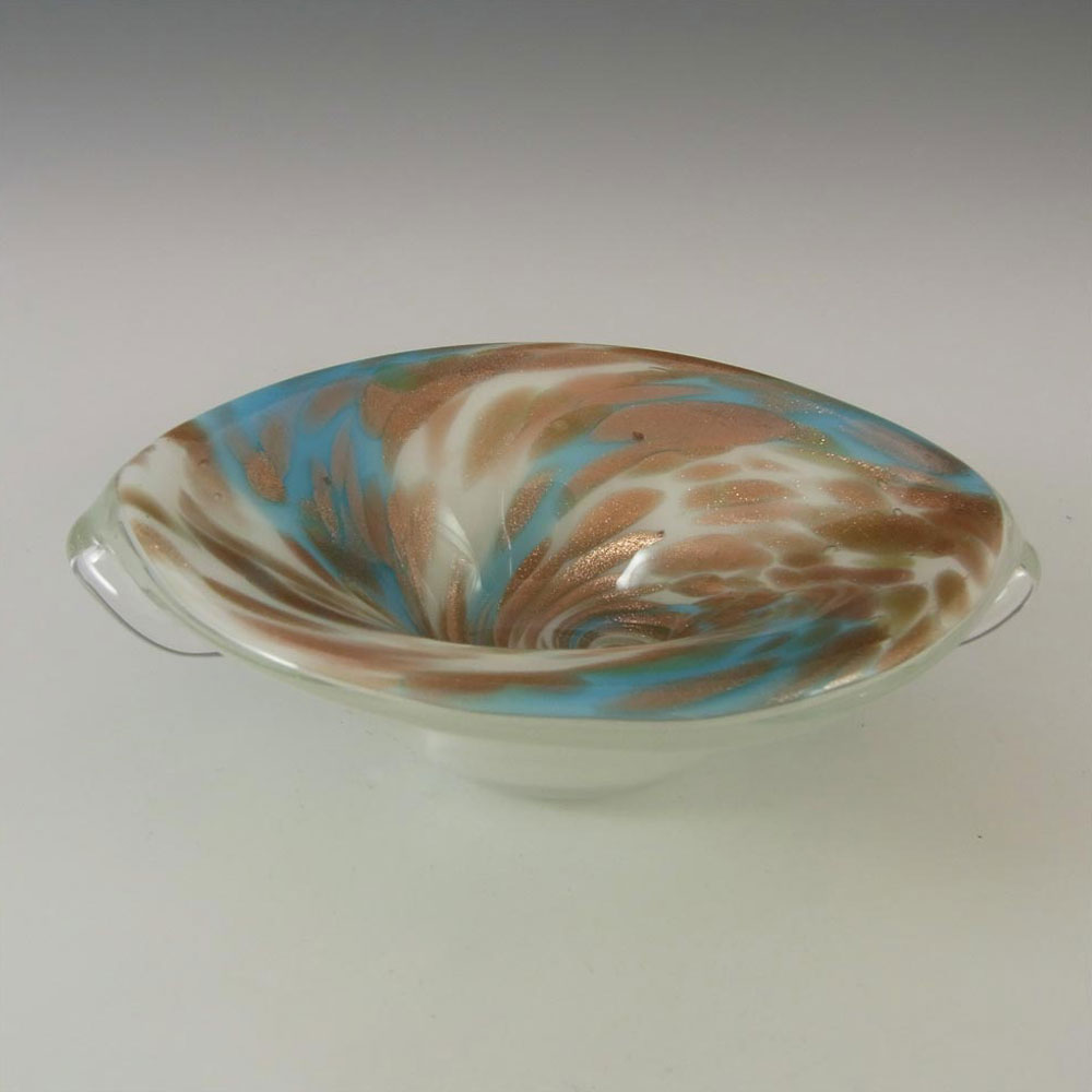 Fratelli Toso Murano Copper Aventurine Blue Glass Bowl - Click Image to Close