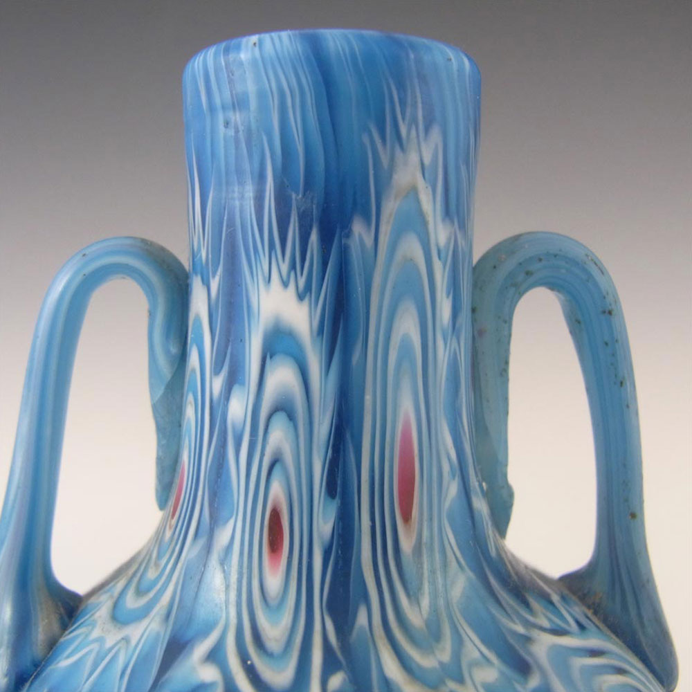Fratelli Toso Millefiori Canes Murano Blue & White Glass Vase - Click Image to Close