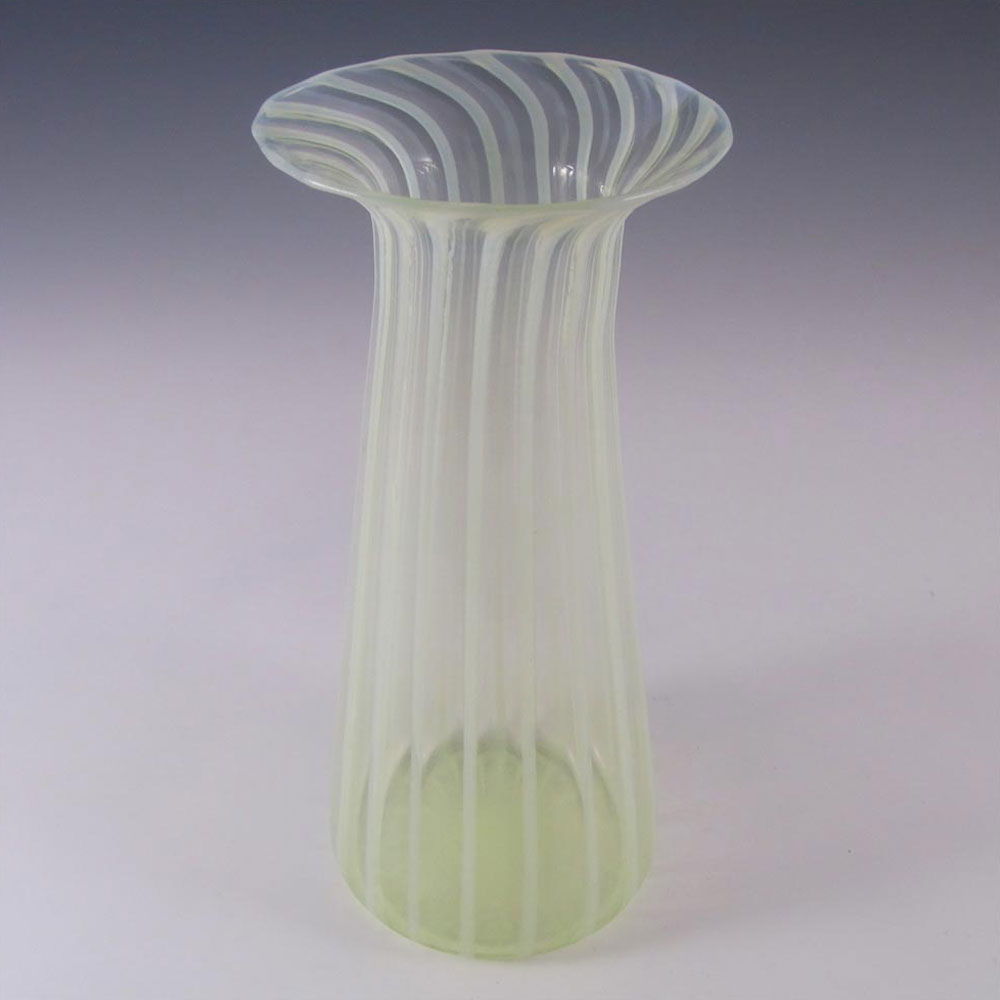 Victorian 1880's Vaseline Uranium Opalescent Glass Vase - Click Image to Close