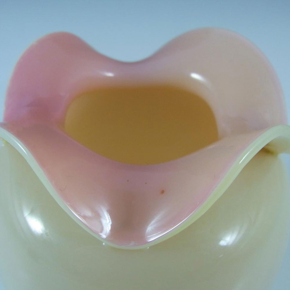 Victorian Uranium Custard Glass Pink Rose Bowl / Posy Vase - Click Image to Close