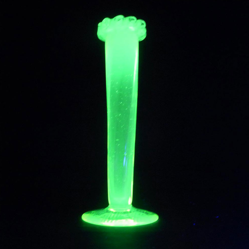 Victorian Vaseline/Uranium Opalescent Glass Stem Vase - Click Image to Close