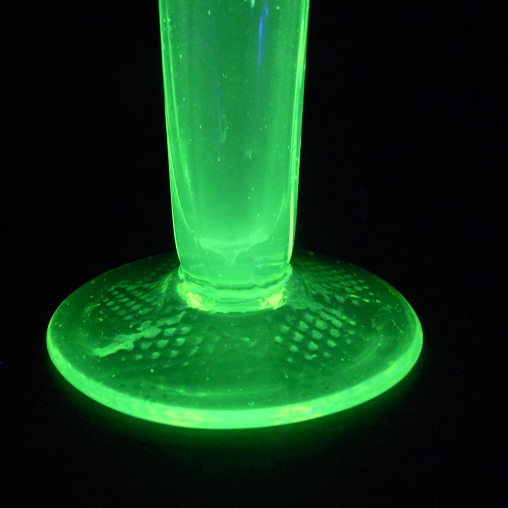 (image for) Victorian Vaseline/Uranium Opalescent Glass Stem Vase - Click Image to Close