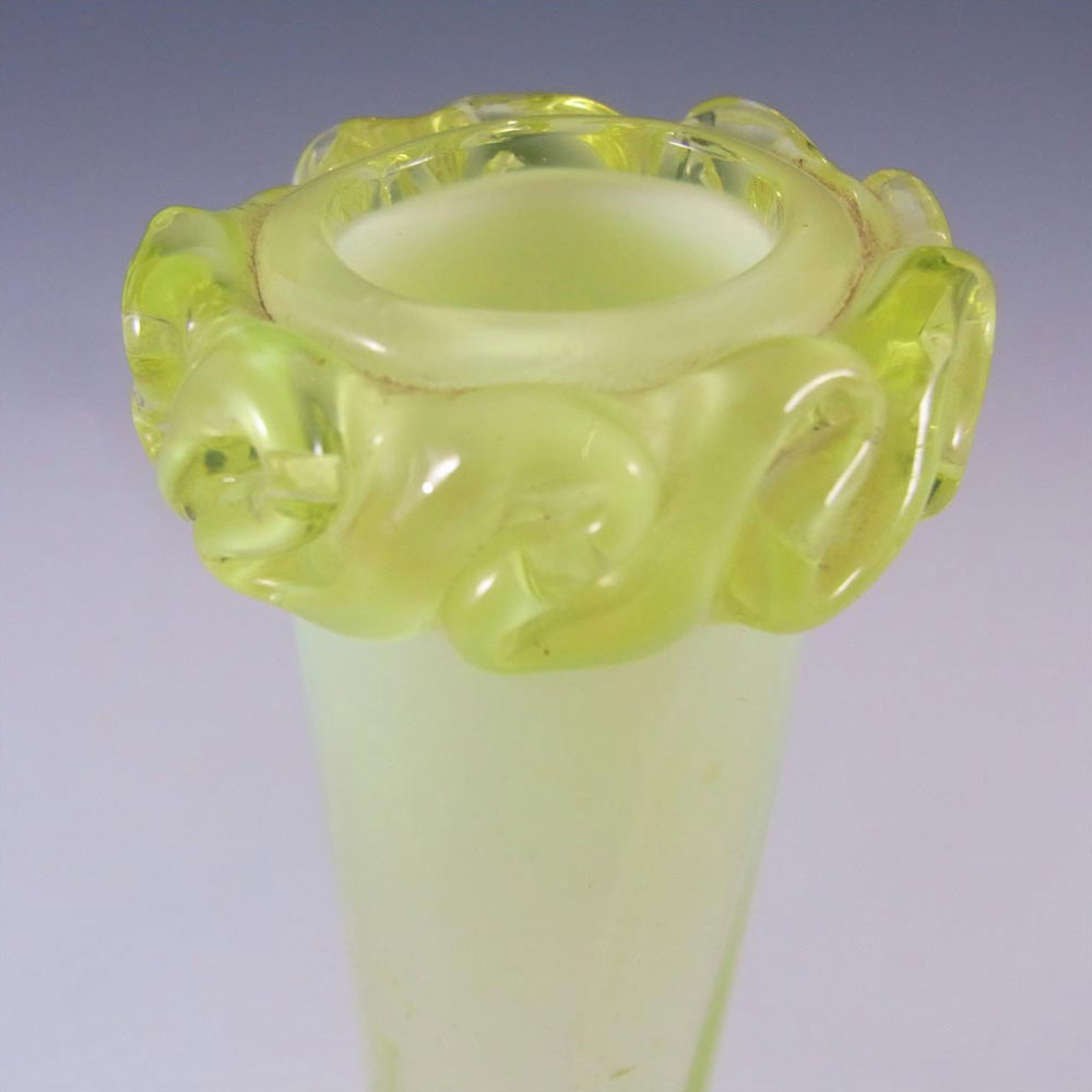 (image for) Victorian Vaseline/Uranium Opalescent Glass Stem Vase - Click Image to Close