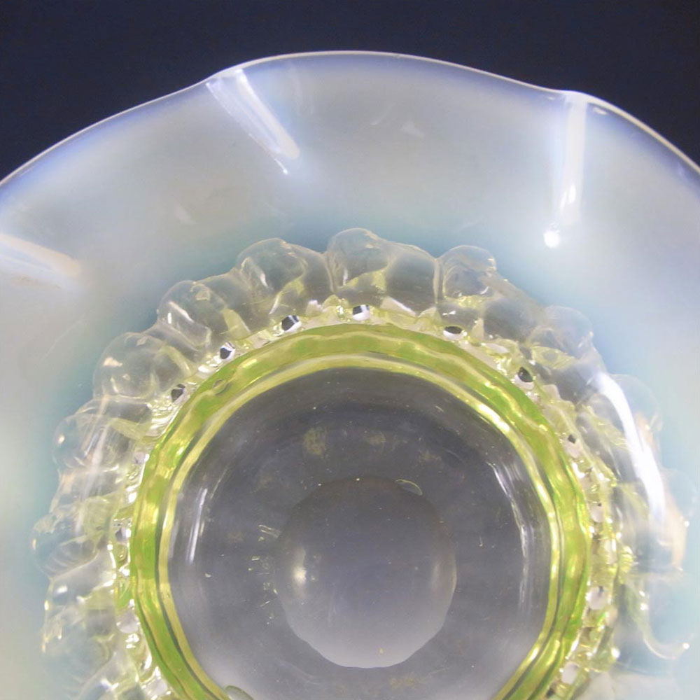 Victorian Vaseline/Uranium & Opalescent Glass Bowl - Click Image to Close