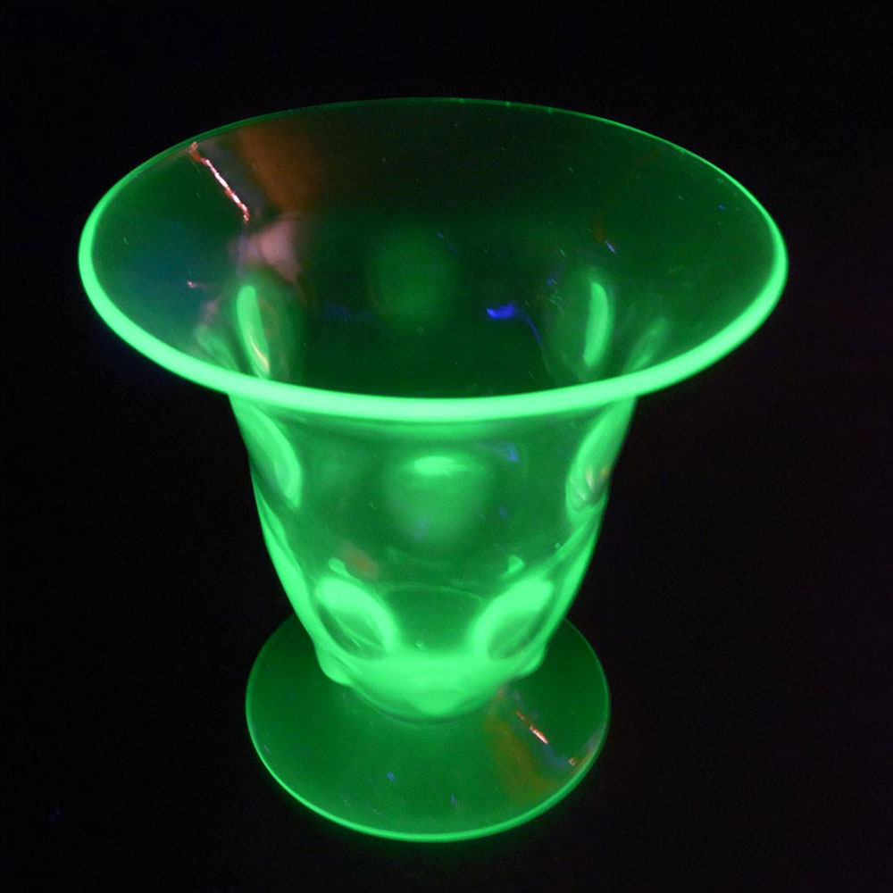 (image for) Thomas Webb Uranium Green Glass Bull's Eye Vase - Marked - Click Image to Close