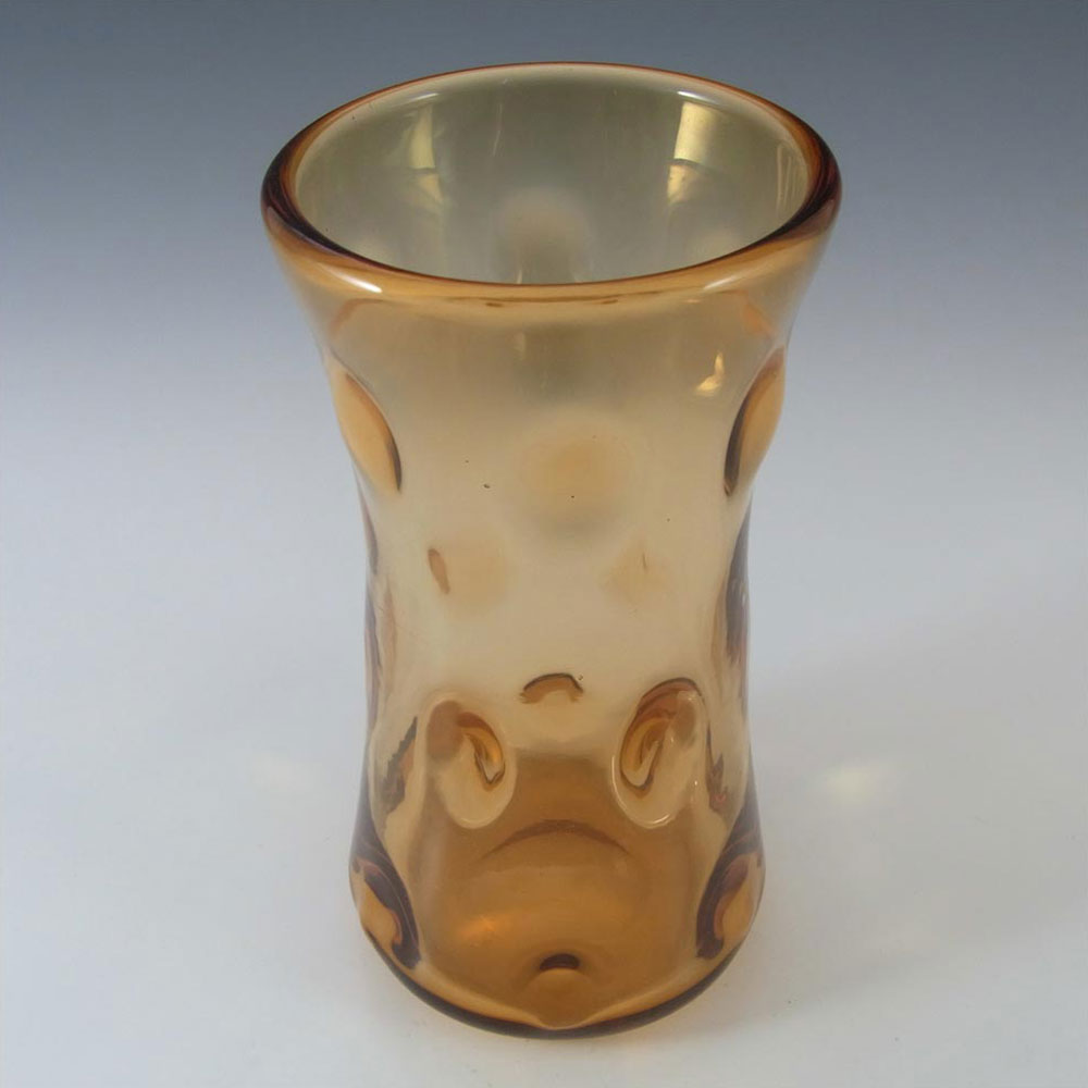 (image for) Thomas Webb Golden Amber Glass Bull's Eye Vase - Marked - Click Image to Close