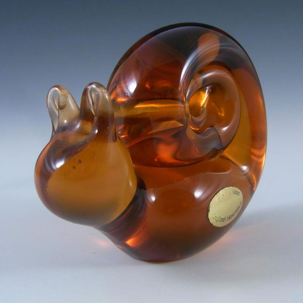 (image for) Wedgwood Topaz/Amber Glass Snail RSW268 - Marked & Label - Click Image to Close