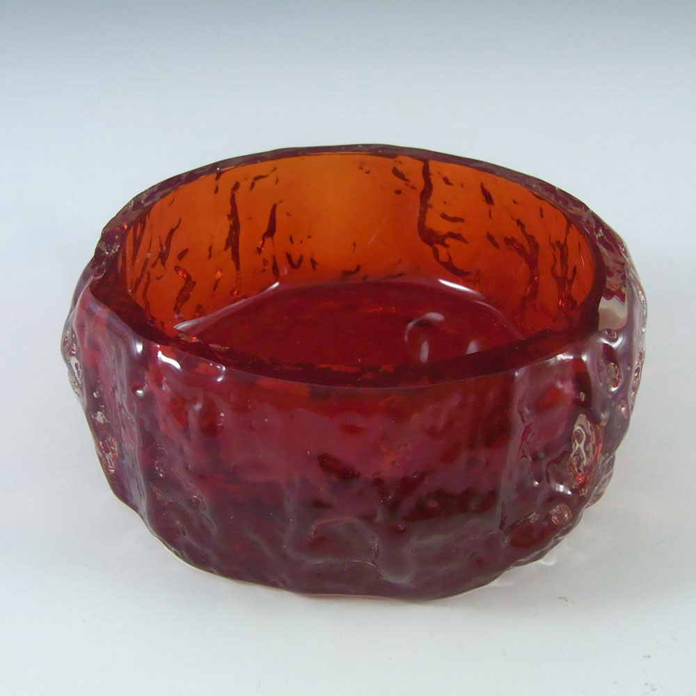 (image for) Whitefriars #9688 Baxter Ruby Red Glass Textured Bark Bowl - Click Image to Close