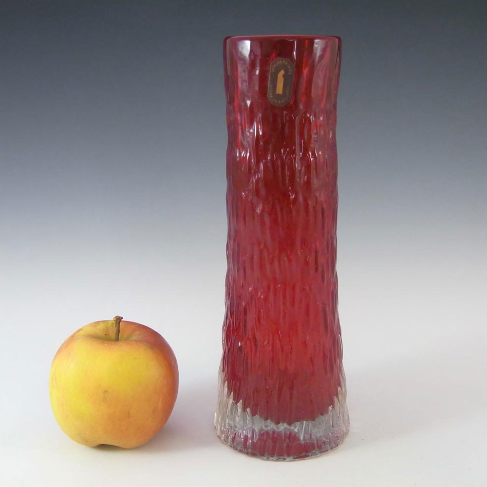 (image for) Whitefriars #9834 Baxter Ruby Red Glass Textured Vase - Click Image to Close