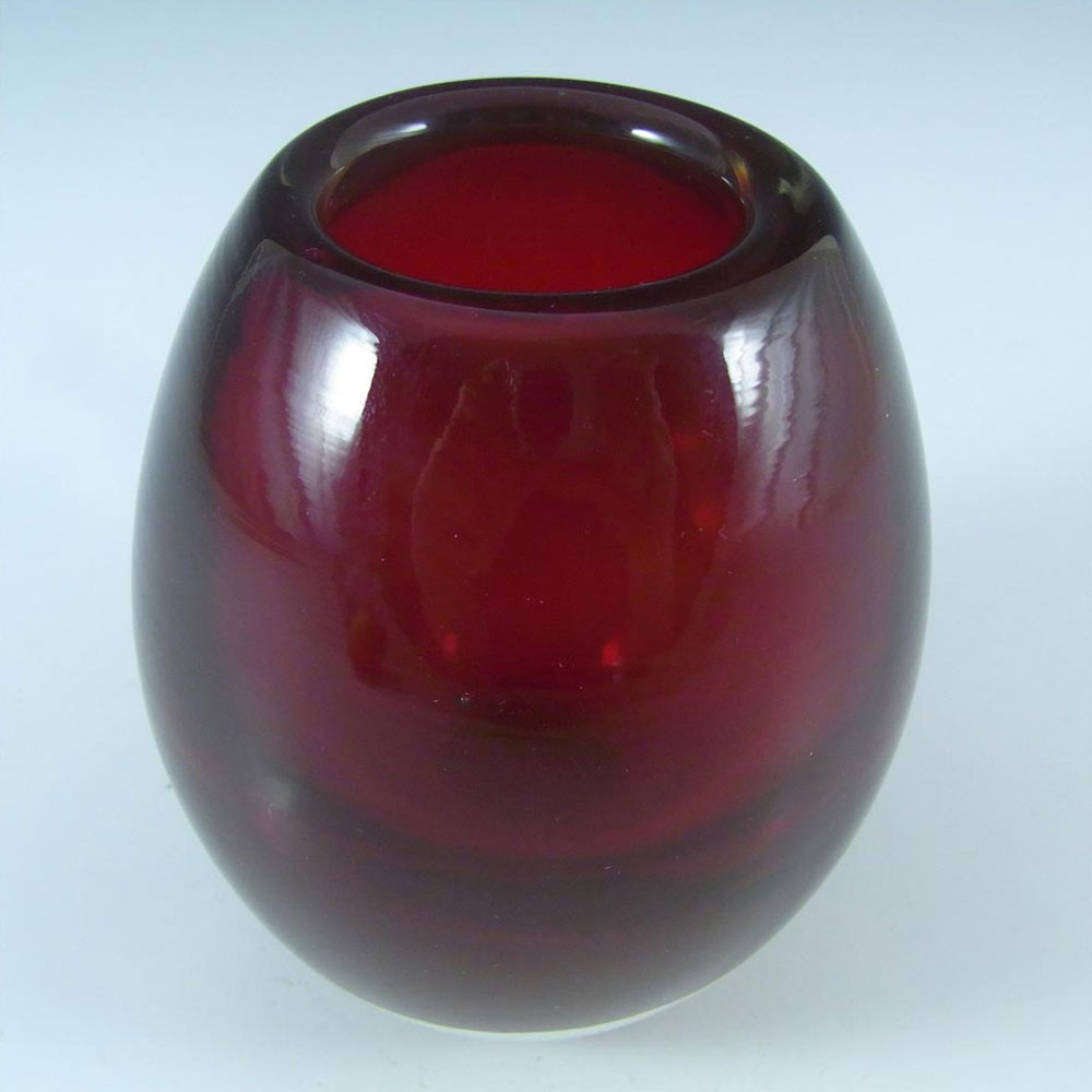 (image for) Whitefriars #9518 Baxter Ruby Red Glass 4" Ovoid Vase - Click Image to Close