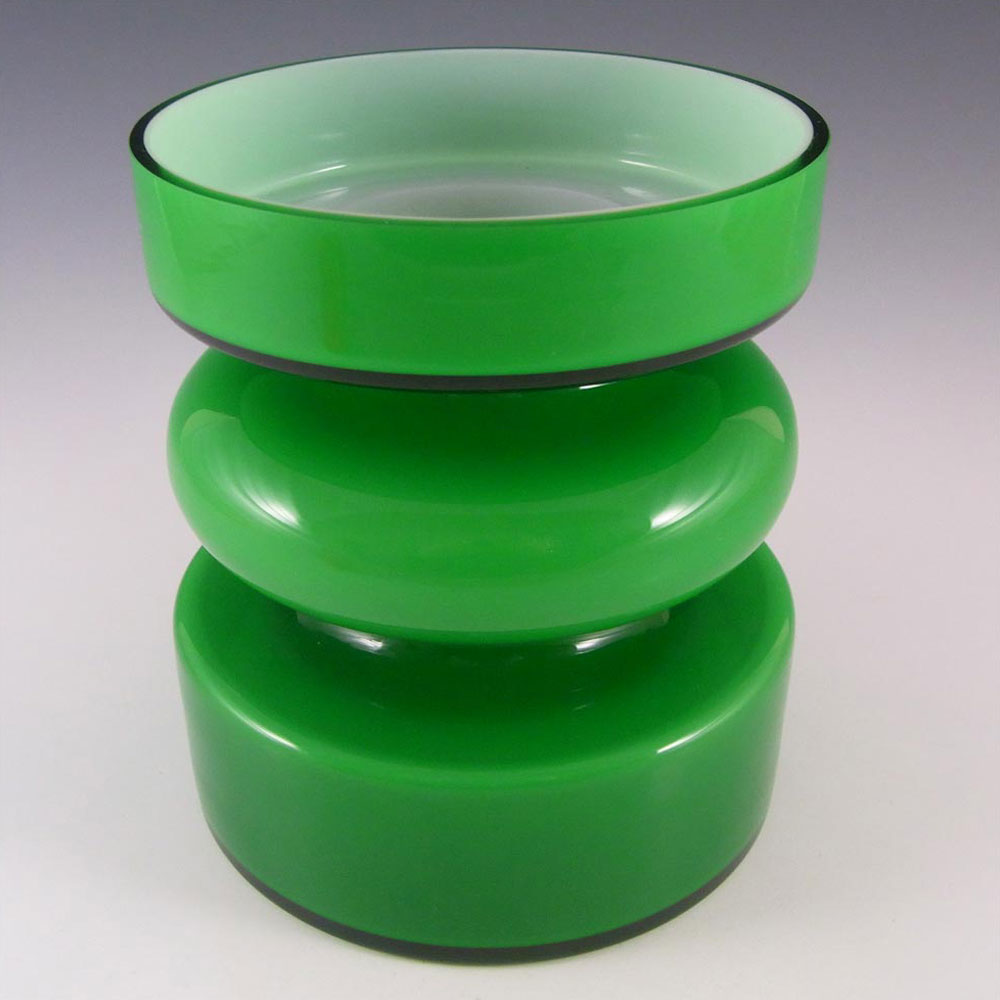 Alsterfors #S5003 Per Olof Ström Green Cased Glass Hooped Vase - Click Image to Close