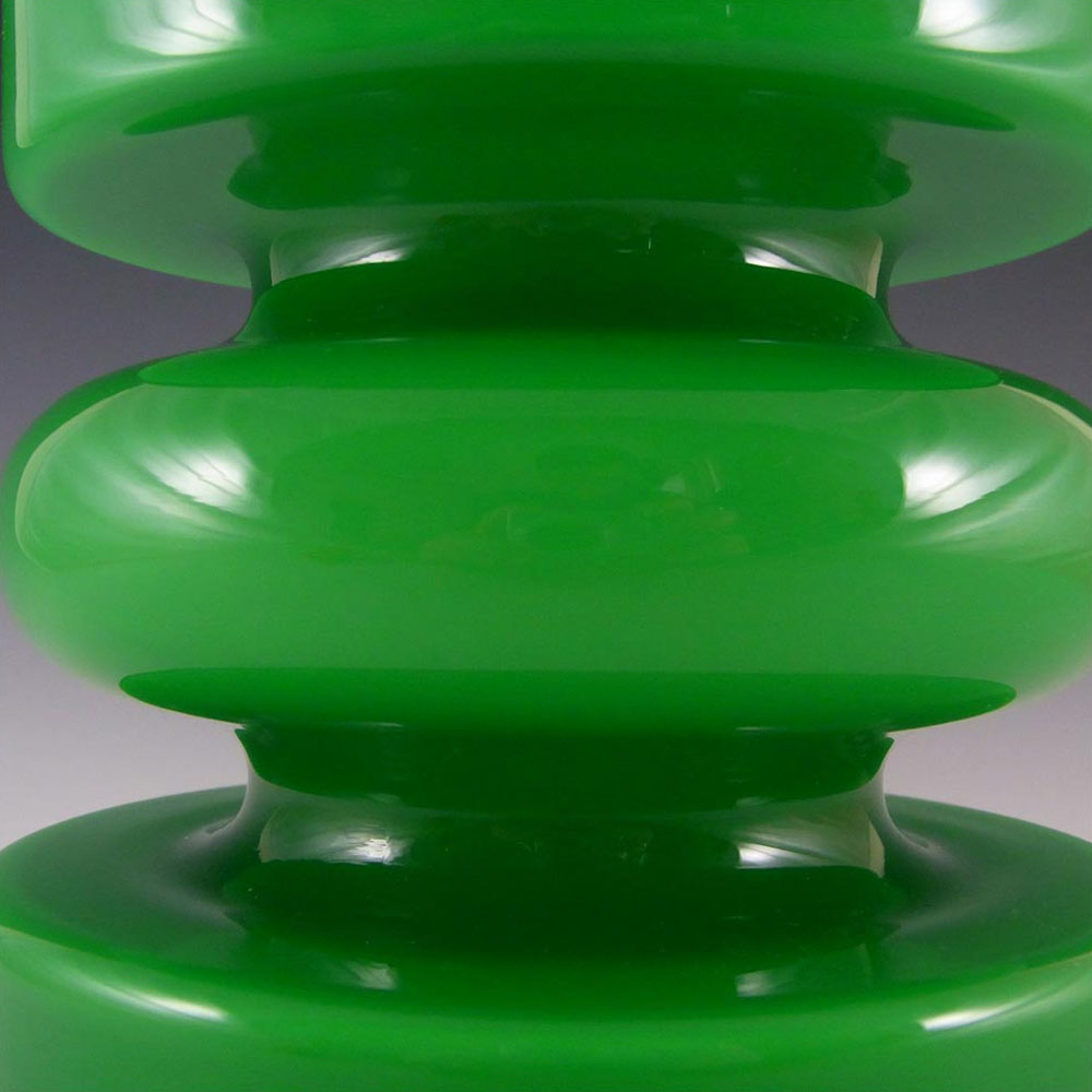 Alsterfors #S5003 Per Olof Ström Green Cased Glass Hooped Vase - Click Image to Close