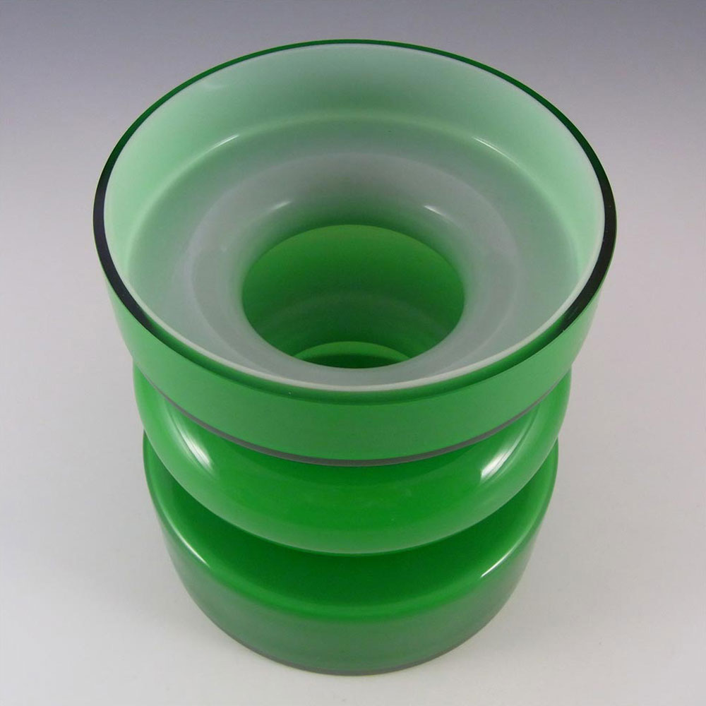 (image for) Alsterfors #S5003 Per Olof Ström Green Cased Glass Hooped Vase - Click Image to Close