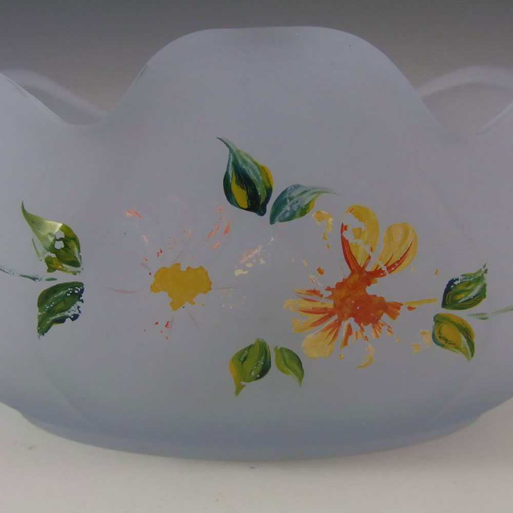 (image for) Bagley #3169 Art Deco Frosted Blue Glass 'Tulip' Posy Bowls - Click Image to Close