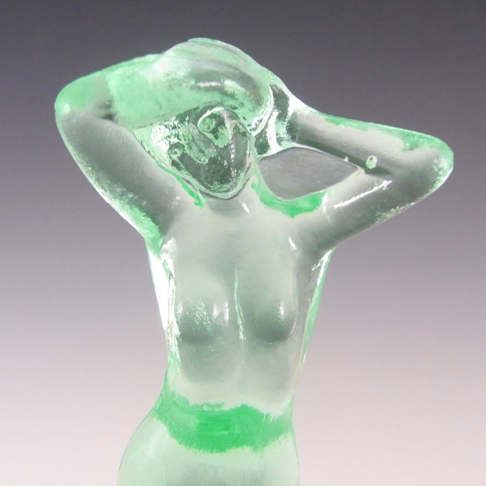 Bagley Art Deco Uranium Green Glass 'Andromeda' Nude Lady Figurine - Click Image to Close