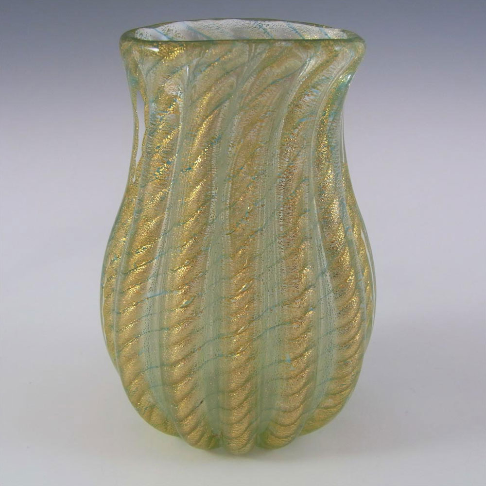 (image for) Barovier & Toso Murano Cordonato Oro Gold Leaf Glass Vase - Click Image to Close