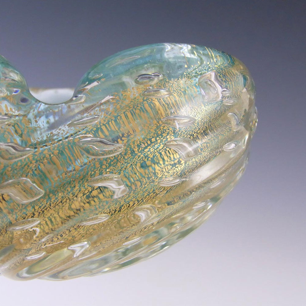 (image for) Barovier & Toso Murano Green & Gold Leaf Glass Bowl - Click Image to Close