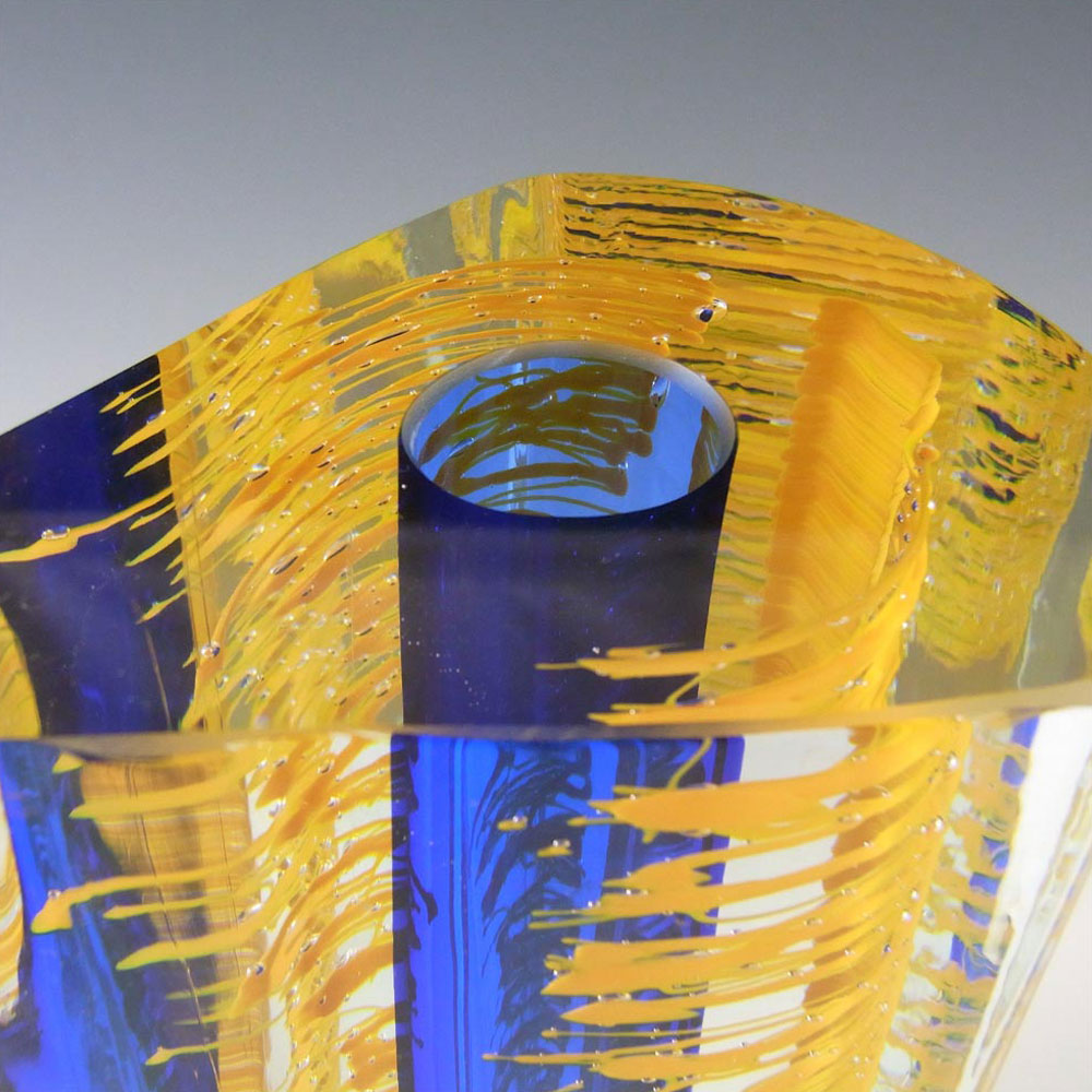 (image for) Beránek #1999/24/22 Czech Blue & Yellow Glass Vase by Jan Konarik - Click Image to Close