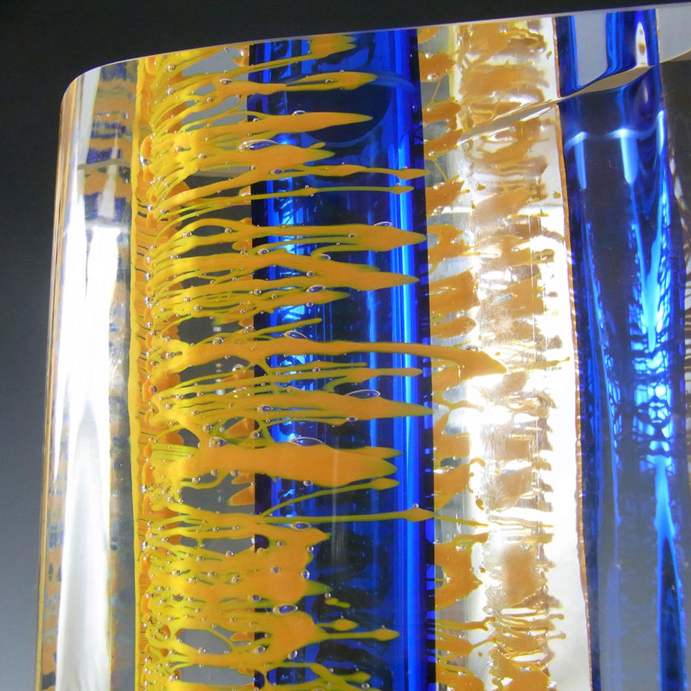 (image for) Beránek #1999/24/22 Czech Blue & Yellow Glass Vase by Jan Konarik - Click Image to Close