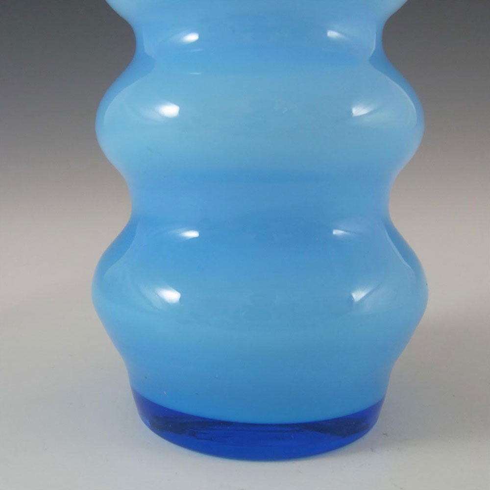 Scandinavian Vintage Blue Cased Glass Hooped Vase - Click Image to Close