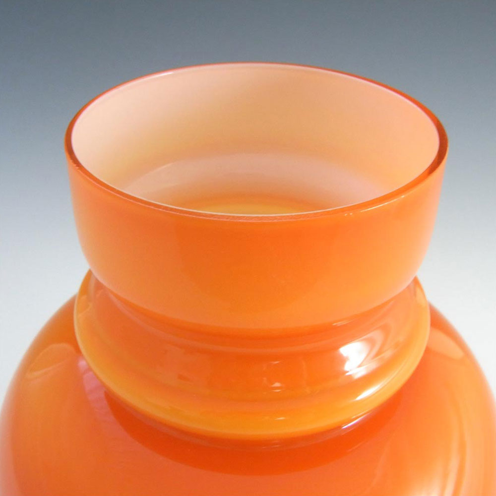 (image for) Lindshammar 1970's Swedish Orange Hooped Glass Vase - Click Image to Close