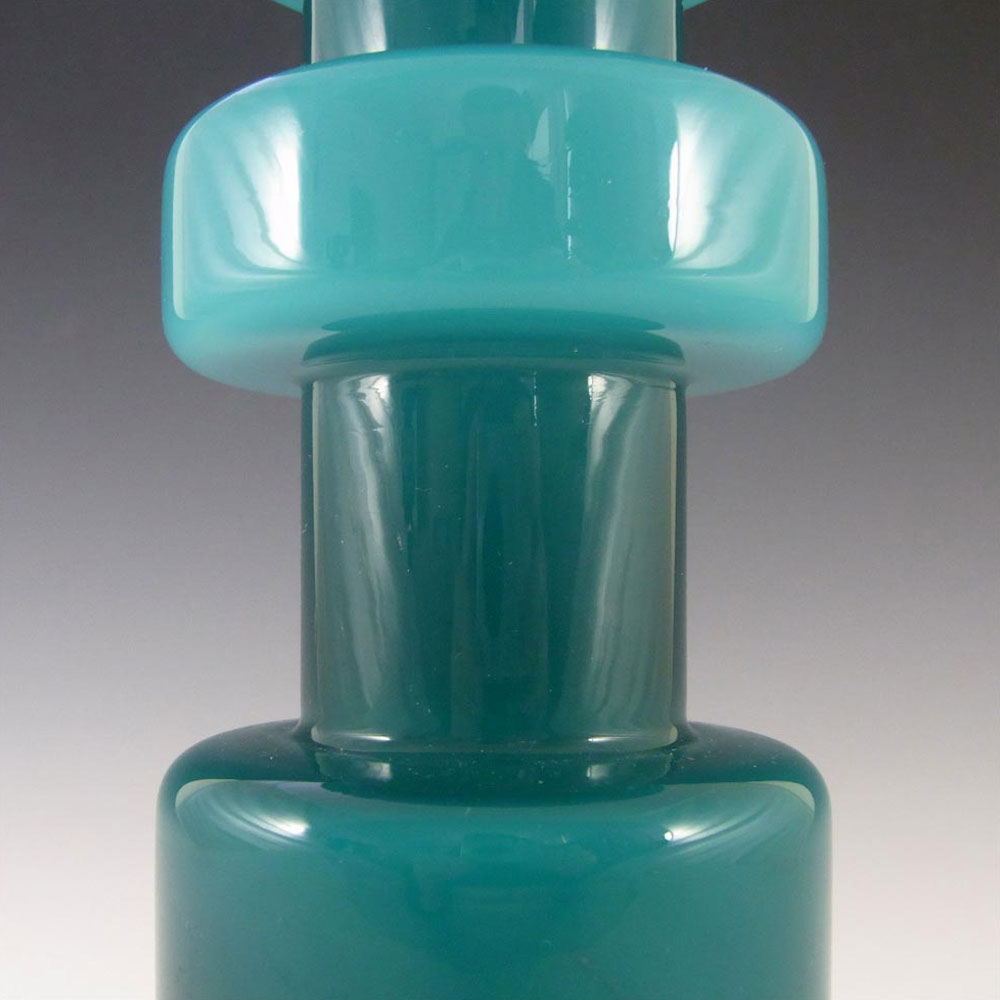 Scandinavian Style Turquoise Hooped Cased Glass Vase - Click Image to Close