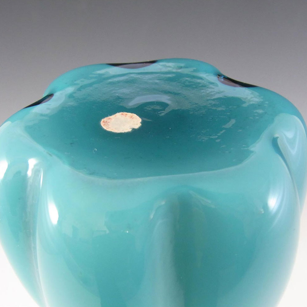 (image for) Elme 1970s Scandinavian Blue Cased Glass 'Melon-Form' Vase - Click Image to Close