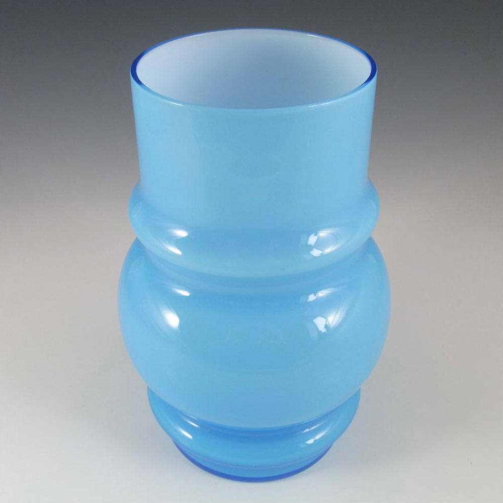 Lindshammar 1970's Swedish Blue Hooped Glass Vase #1 - Click Image to Close