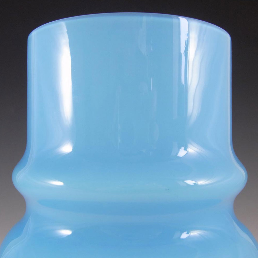 Lindshammar 1970's Swedish Blue Hooped Glass Vase #1 - Click Image to Close