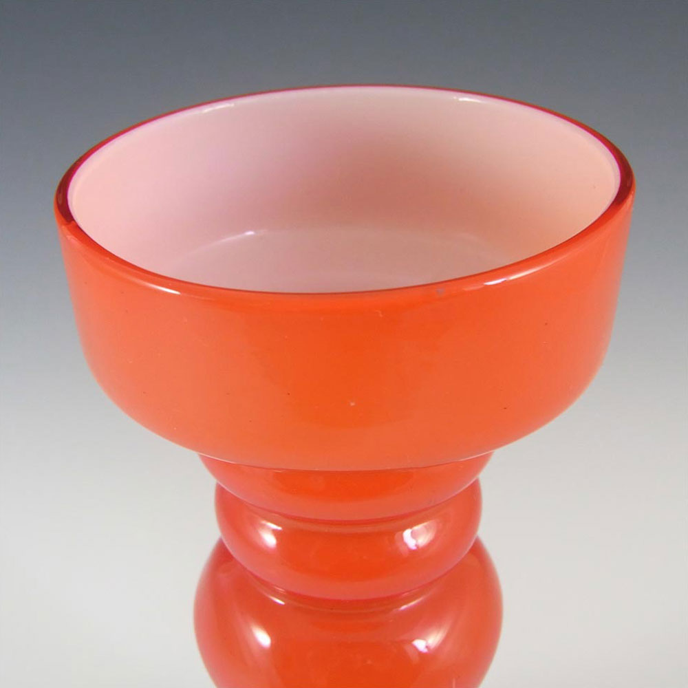 Japanese Red Cased Hooped Glass Vase - Labelled - Click Image to Close