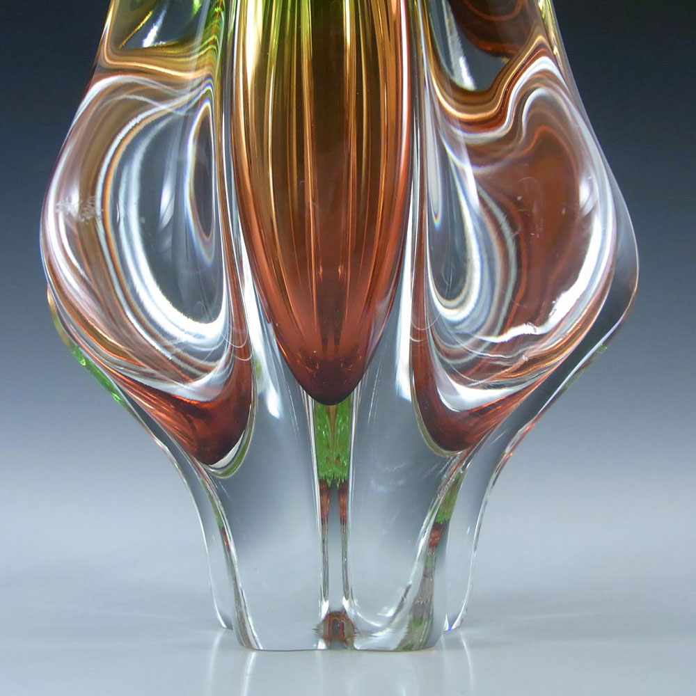 (image for) Chřibská #119/3/24 Green & Orange Glass Vase - Click Image to Close