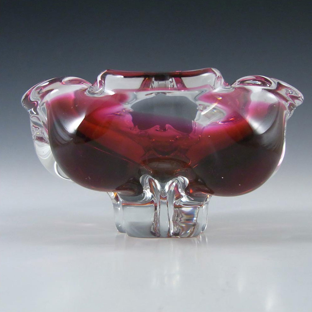 Chřibská #238/5/14 Czech Pink & Orange Glass Bowl by Josef Hospodka - Click Image to Close