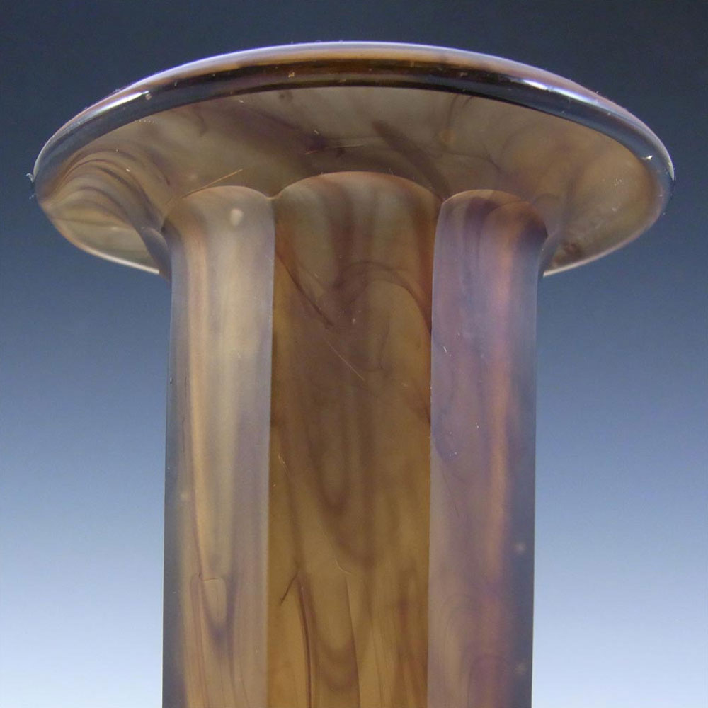 Davidson #279D Art Deco 7.5" Amber Cloud Glass Vase - Click Image to Close
