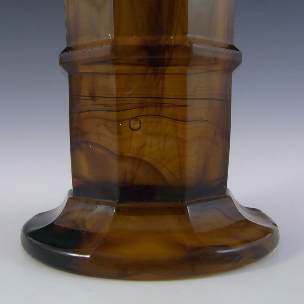 (image for) Davidson #279 Art Deco 8" Amber Cloud Glass Vase - Click Image to Close