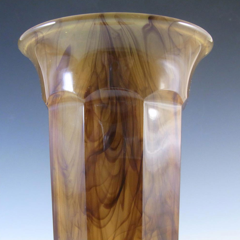 Davidson #279 10" British Art Deco Amber Cloud Glass Vase - Click Image to Close