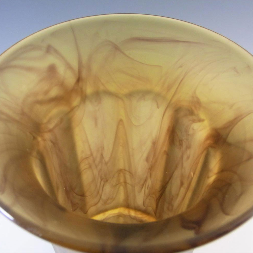 (image for) Davidson #279 10" British Art Deco Amber Cloud Glass Vase - Click Image to Close