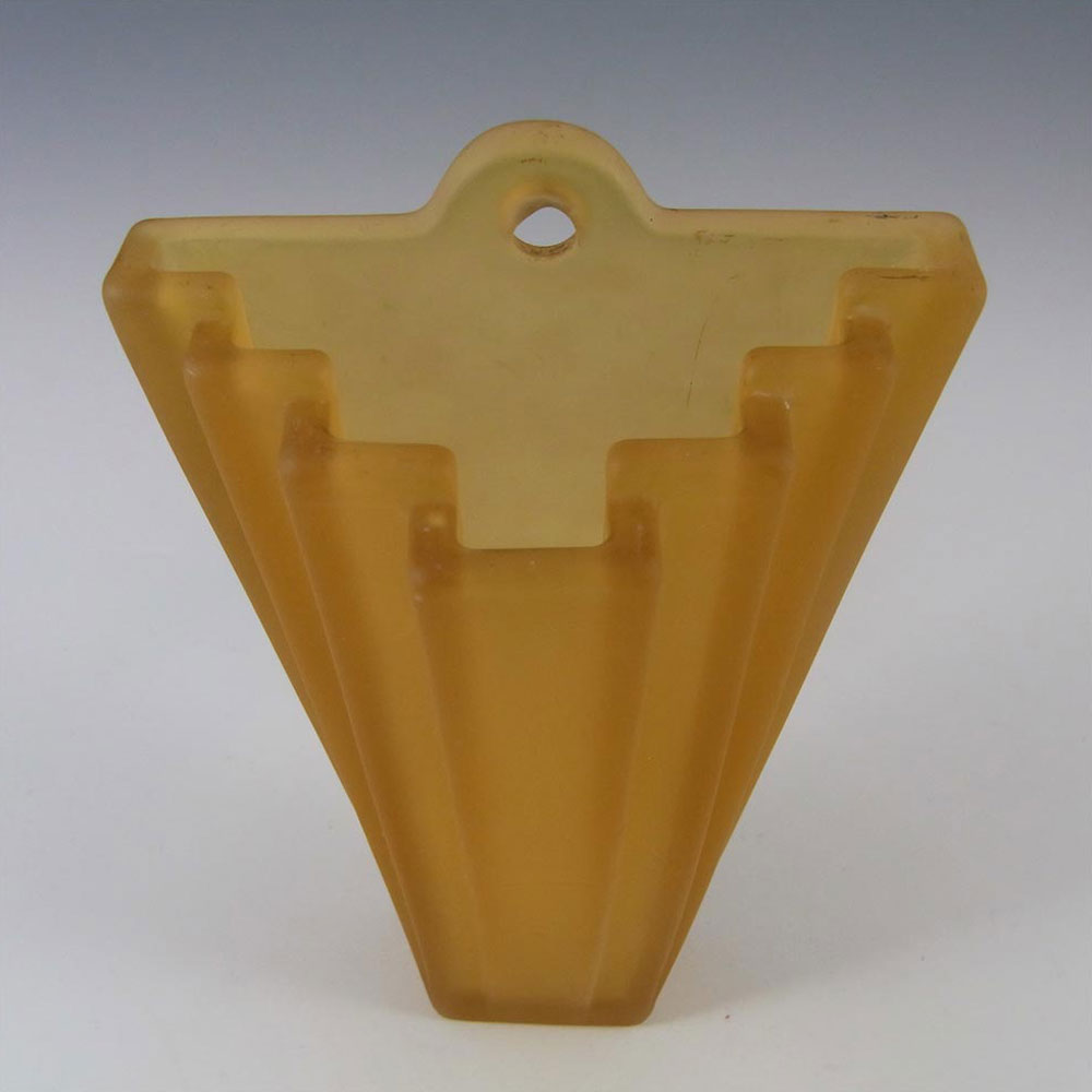 Bagley #334 Art Deco Frosted Amber Glass 'Grantham' Wall Vase - Click Image to Close
