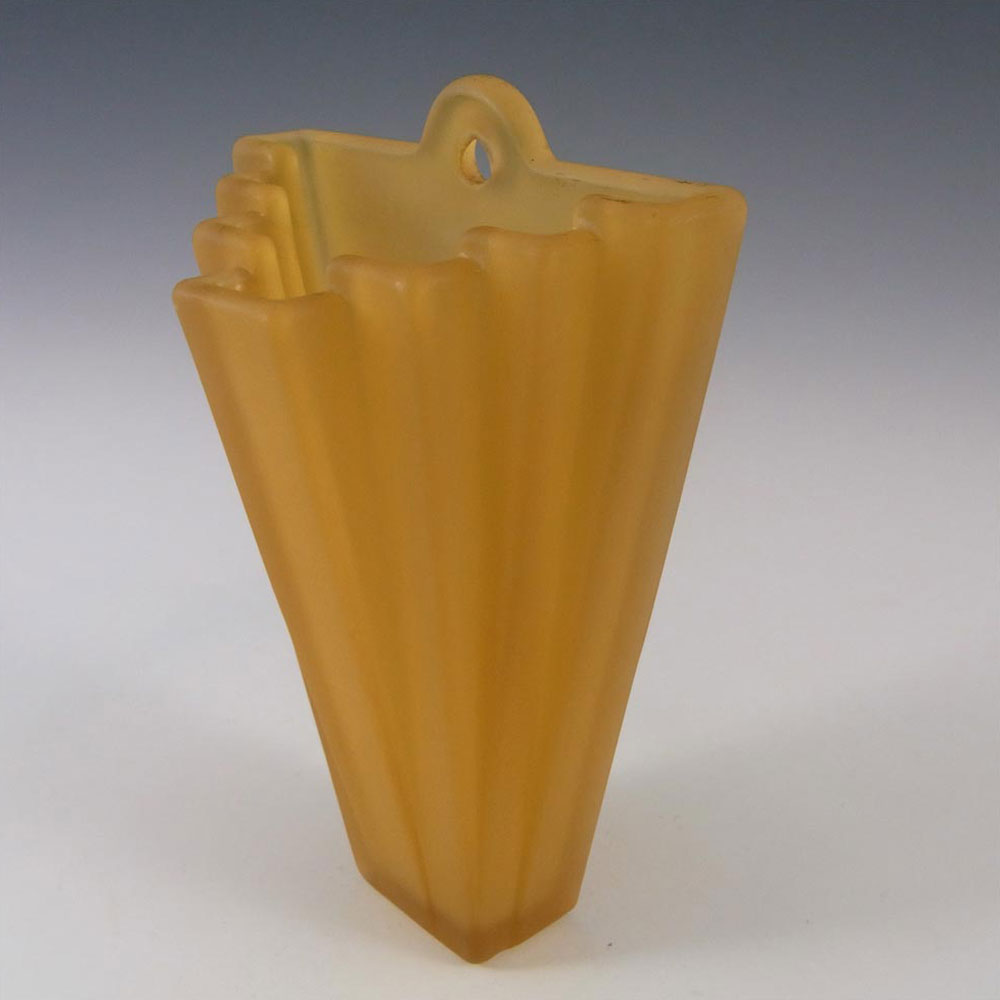 (image for) Bagley #334 Art Deco Frosted Amber Glass 'Grantham' Wall Vase - Click Image to Close