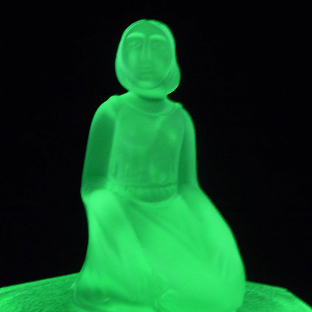 (image for) Art Deco Uranium Green Glass Kneeling Lady Pot / Bowl - Click Image to Close