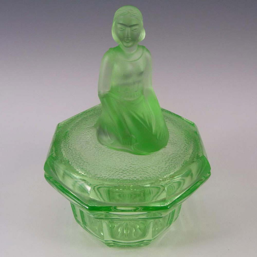 (image for) Art Deco Uranium Green Glass Kneeling Lady Pot / Bowl - Click Image to Close