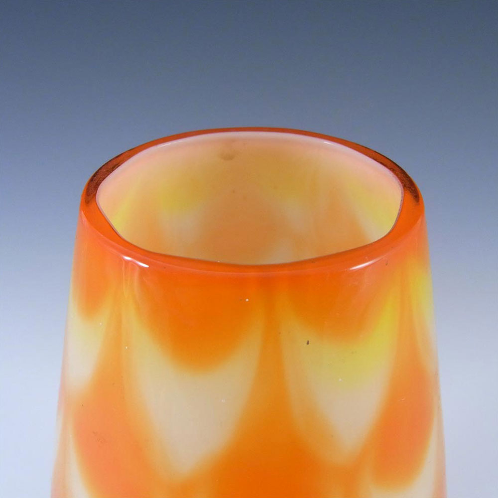(image for) Elme 1970s Scandinavian Orange Cased Glass Peacock Vase - Click Image to Close