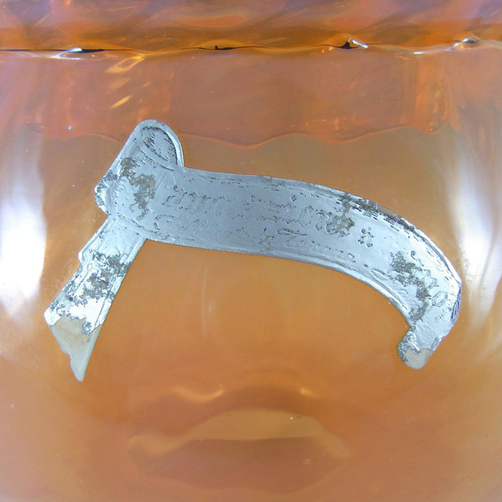 Empoli Italian Pink/Orange Opaline Glass Jar/Pot - Labelled - Click Image to Close