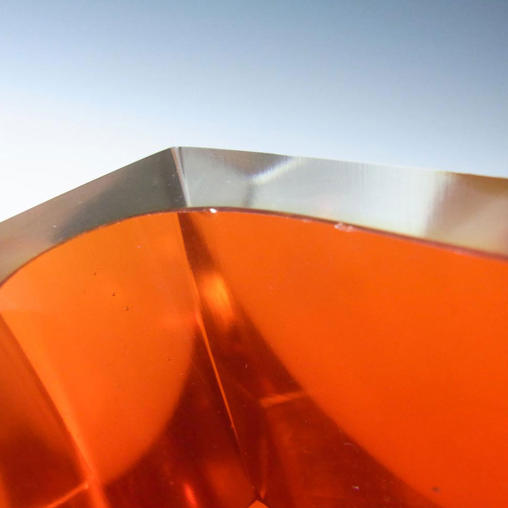 (image for) Murano Faceted Red & Amber Sommerso Glass Block Bowl - Click Image to Close