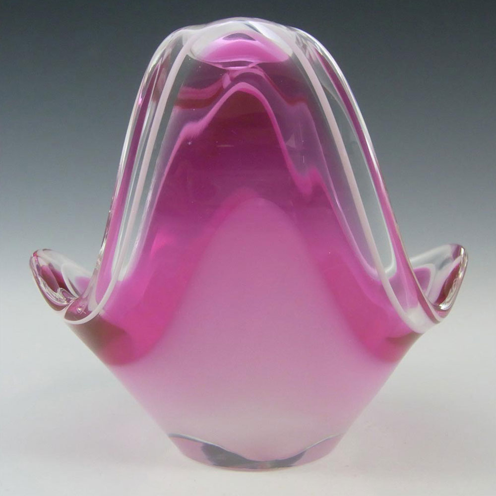 (image for) Flygsfors Coquille Pink Glass 5" Bowl by Paul Kedelv - Signed '58 - Click Image to Close