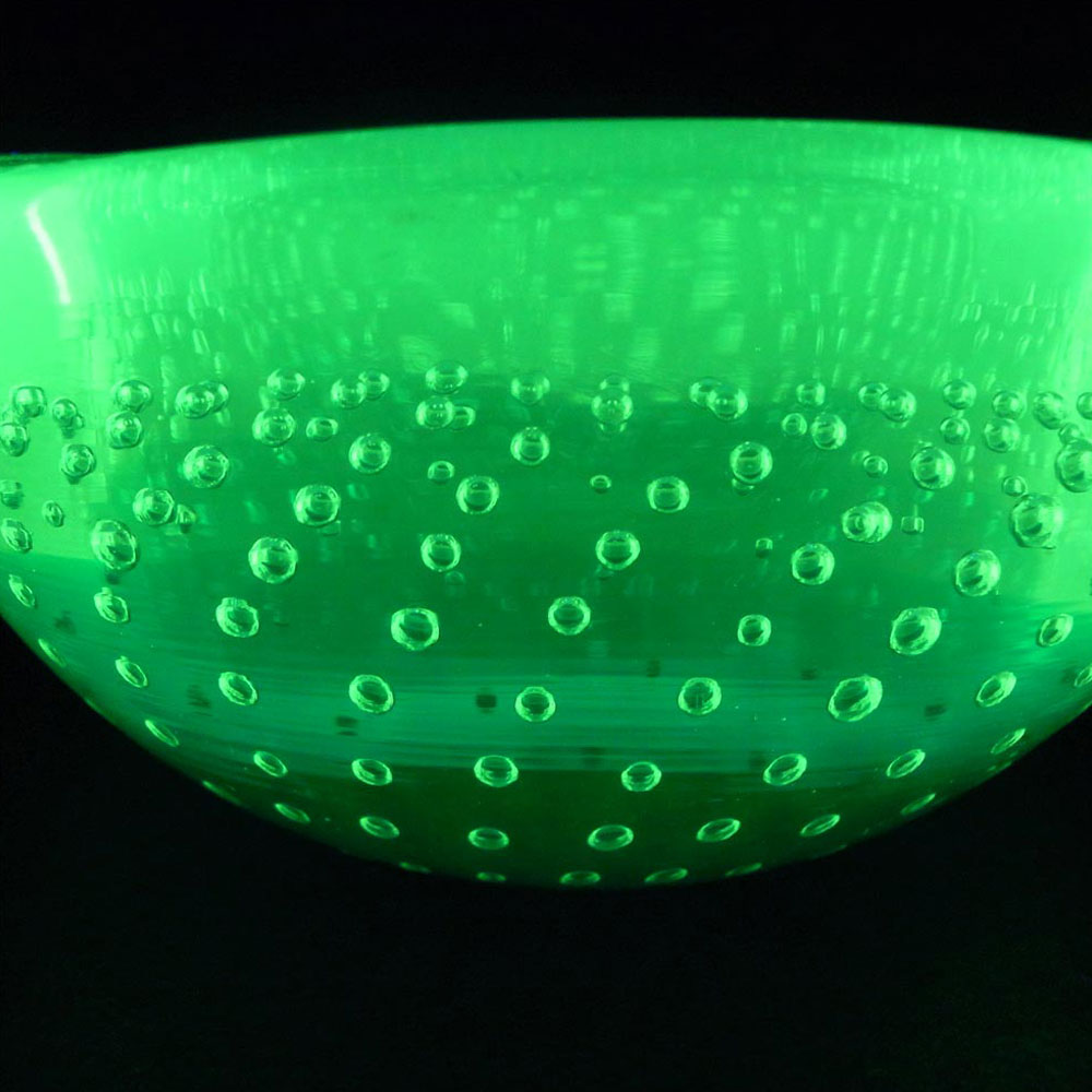 (image for) Galliano Ferro Murano Blue & Uranium Glass Bullicante Bowl - Click Image to Close