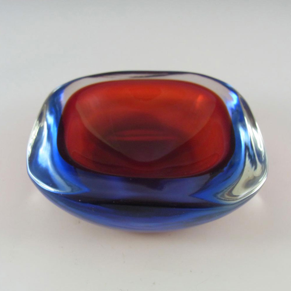 (image for) Murano Geode Red & Blue Sommerso Glass Square Bowl - Click Image to Close