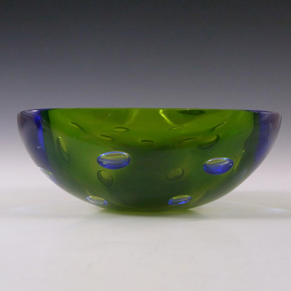 (image for) Murano Geode Green & Blue Sommerso Glass Triangle Bowl - Click Image to Close